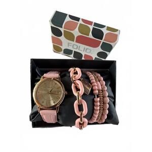 Folio Pink Watch and Bracelet Set